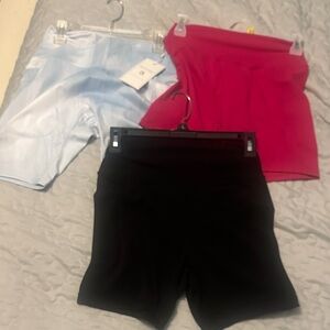 BuffBunny Women's Black, Pink, and Light Blue Bike Shorts